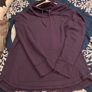 Purple hooded pullover with front pocket